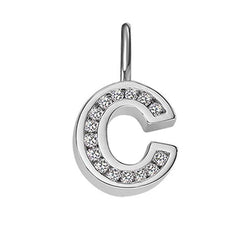 Anhänger Silber 925 weiss Buchstabe C poliert rhodiniert mit Zirkonia - 6256.08989/0300
