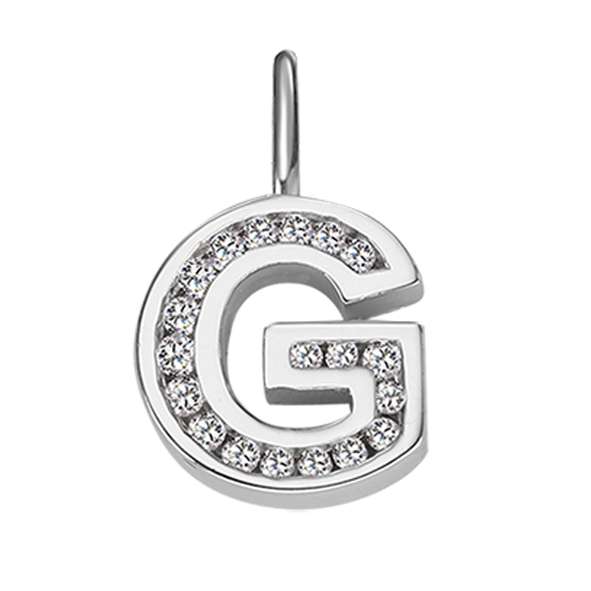 Anhänger Silber 925 weiss Buchstabe G poliert rhodiniert  - 6256.08989/0700