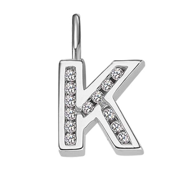 Anhänger Silber 925 weiss Buchstabe K poliert rhodiniert  - 6256.08989/1100