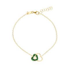 Damen Armband in 750/18 Karat Gelbgold mit Malachit, Herzstück aus Malachit - 276808