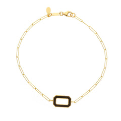 Damen Armband in 750/18 Karat Gelbgold mit Onyx, Onyx Eleganz - 276802