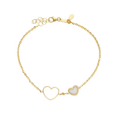 Armband in 18 Karat - 750 Gelbgold mit Perlmutt, Herzen in Gold - 267129