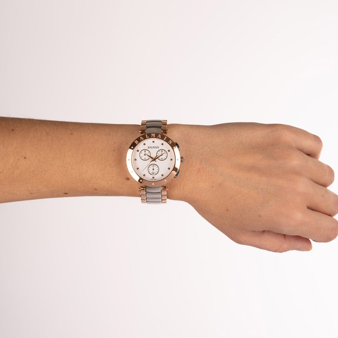 Balmain Balmainia Bijou Chronograph 36mm Weiss Bicolor – B6258.33.26