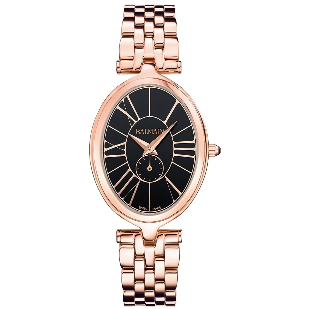 Balmain Haute Elegance Oval Schwarz Rosé 31x26mm – B8119.33.62