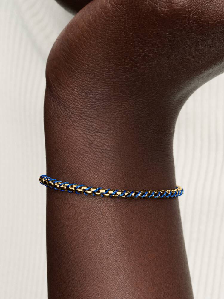Pandora Blaue Kordel Kastenkette Armband Vergoldet - 563816C02