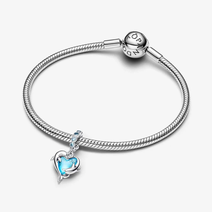 Blauer Murano-Glas Delfine Charm-Anhänger - 793924C01