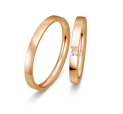 Breuning Dezent Trauringe mit Diamant 0,03 ct. - 48/05732 & 48/05731