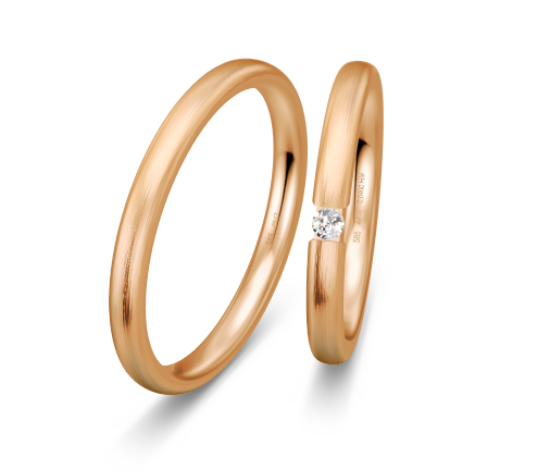 Breuning Dezent Trauringe mit Diamant 0,04 ct./ges. - 48/05734 & 48/05733