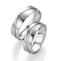 Breuning Palladium Trauringe mit 11 Diamanten - 48/02628 & 48/02627