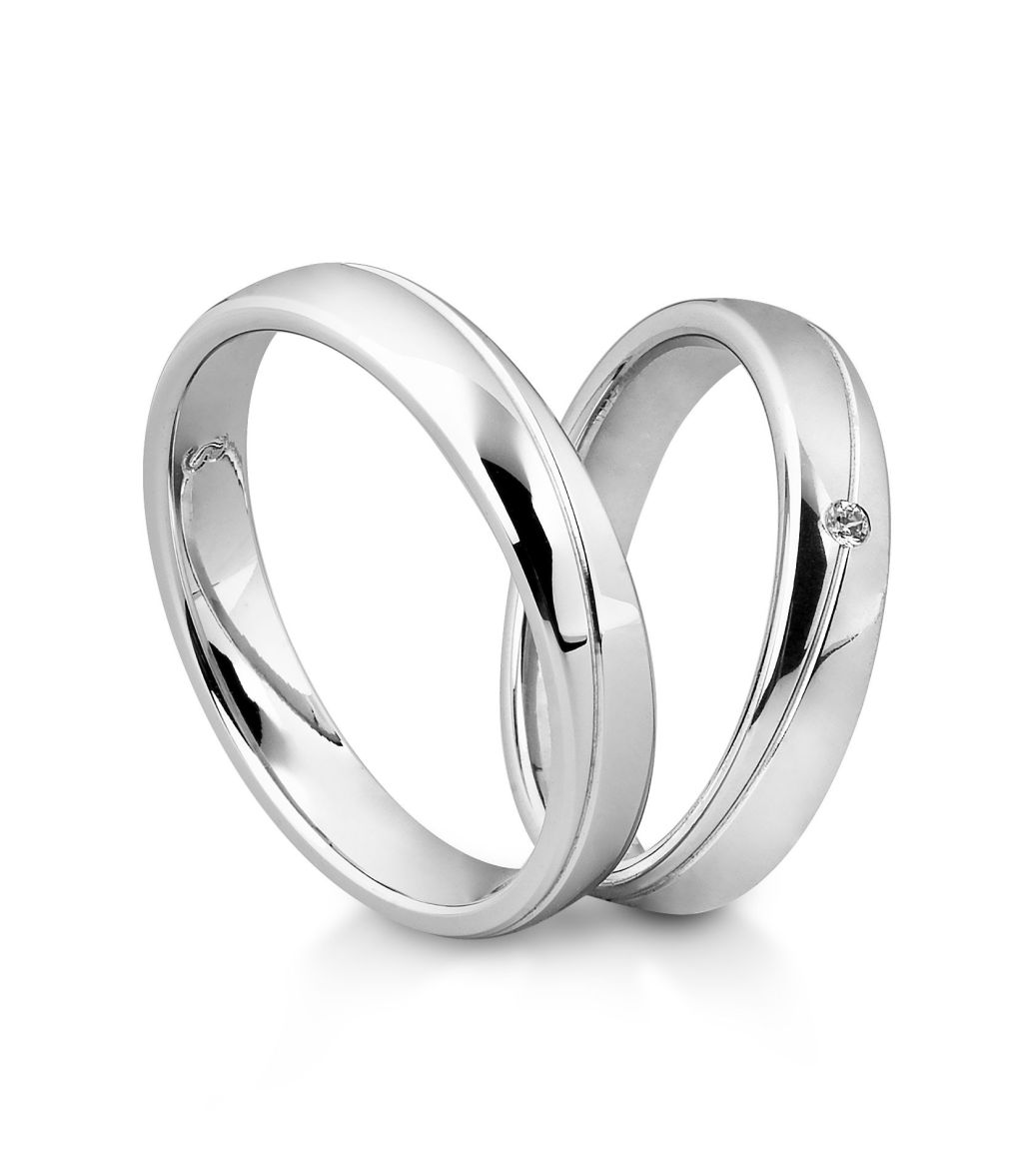 Breuning Trauringe Basic mit einem Diamanten - 48/04034 & 48/04033