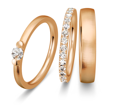 Breuning Triset Trauringe mit 17 Diamant - 48/06610 & 48/06611 & 48/06612