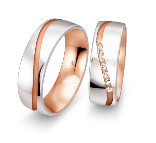 Breuning Welle Trauringe mit 7 Diamanten - 48/05210 & 48/05209