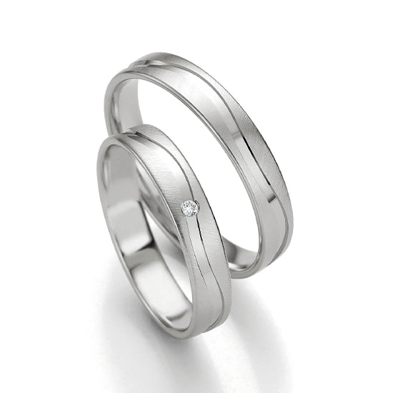 Breuning Welle Trauringe mit Dİamant 0,015 ct. - 48/07131 & 48/07132