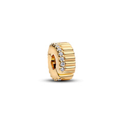 Charm Clip Pandora, Funkelnde Rillen aus 585er Gelbgold Vergoldet - 764078C01