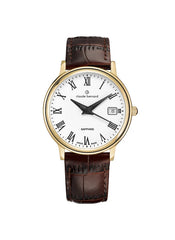 Claude Bernard Classic Ladies Damenuhr Gold Braunes Leder