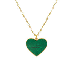 Damen Collier in 750/18 Karat Gelbgold mit grünen Perlmutt, Herz aus Perlmutt - 265375