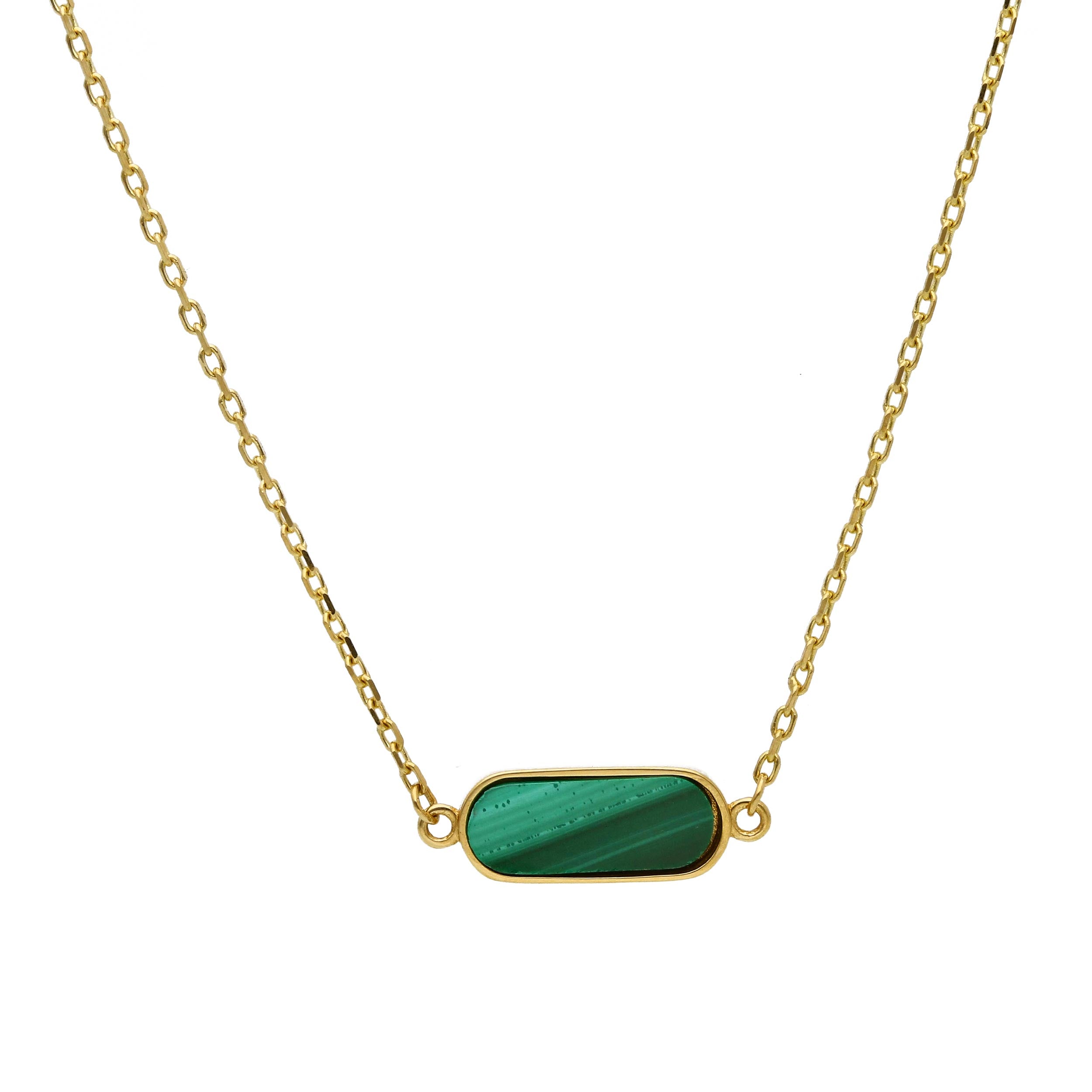 Damen Collier in 750/18 Karat Gelbgold mit Malachit - 277647