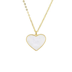 Damen Collier in 750/18 Karat Gelbgold mit Perlmutt, Herz aus Perlmutt - 265373