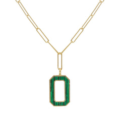 Damen Collier in 750/18 Karat Gelbgold mit Malachit, Malachit Eleganz - 276817