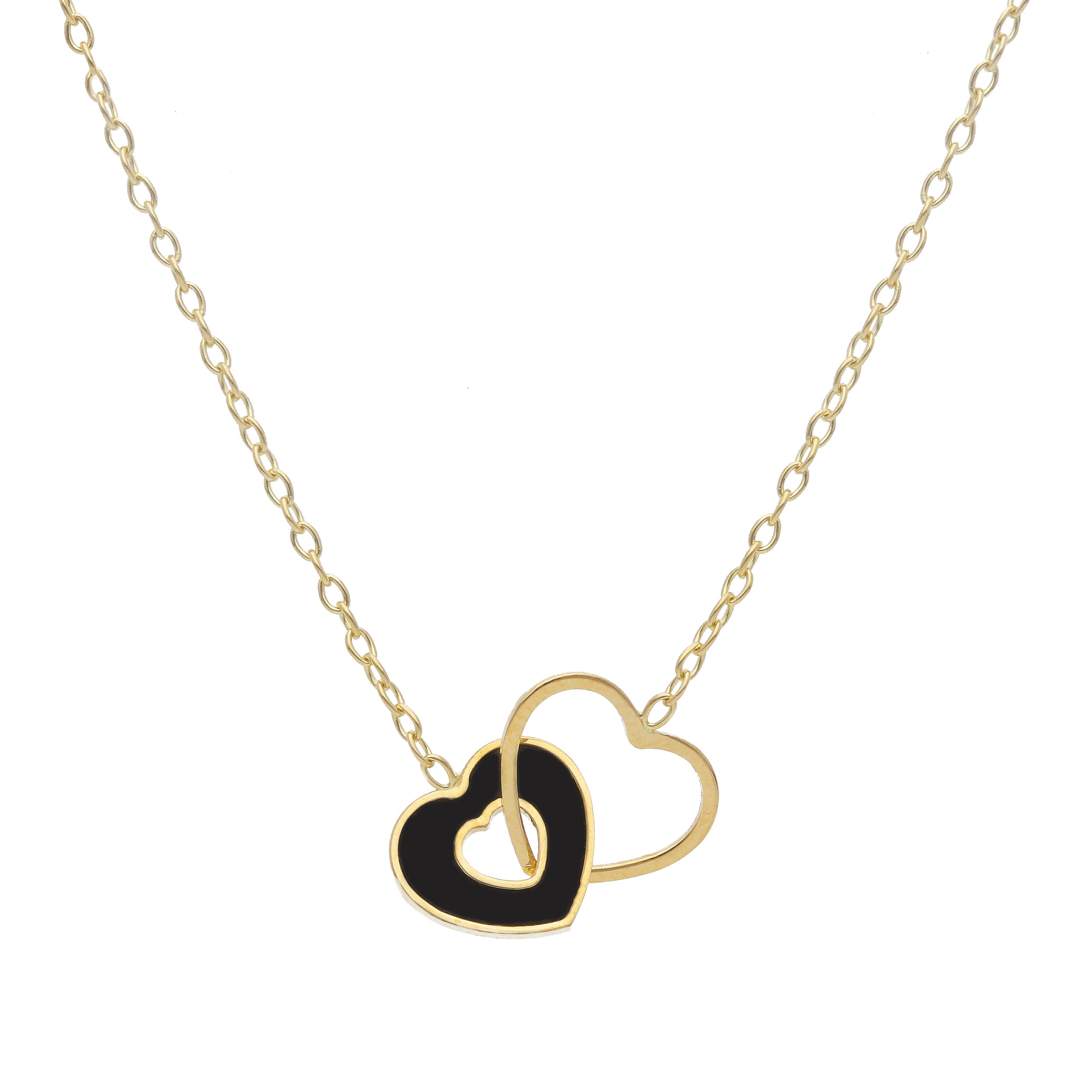 Damen Collier in 750/18 Karat Gelbgold mit Onyx, Herzstück aus Onyx- 276812