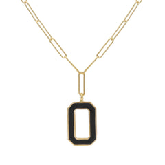 Damen Collier in 750/18 Karat Gelbgold mit Onyx, Onyx Eleganz - 276823