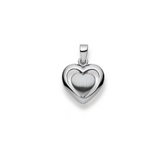 Pendentif coeur en or blanc 18 carats 750 - 13x12 mm