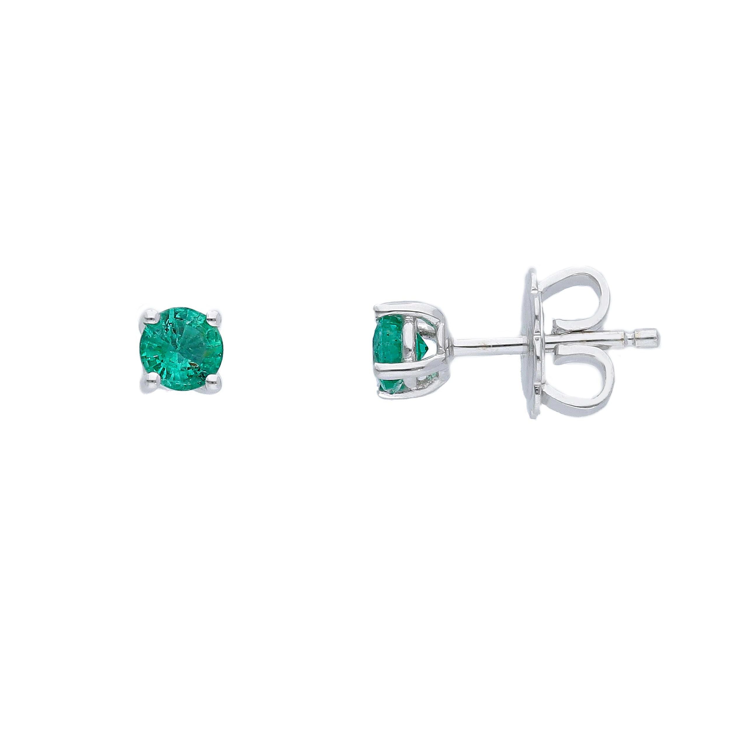 Damen-Ohrstecker aus 18 Karat Weissgold mit funkelndem Smaragd