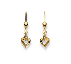 Boucles d'oreilles coeur en or jaune 18 carats 750 - 6x7 mm