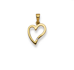 Herzanhänger 18 Karat Gelbgold 750 mit Brillant - 12x14 mm