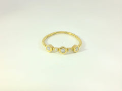 Bague élégante pour femme en or jaune 18 carats et diamants – taille 54 – YZ0003290 