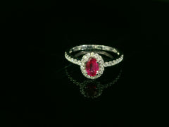 Exklusiver Weissgoldring 18K mit Rubin & 33 Diamanten – Ringgroesse 55, sofort lieferbar - EKC3/56/10.20