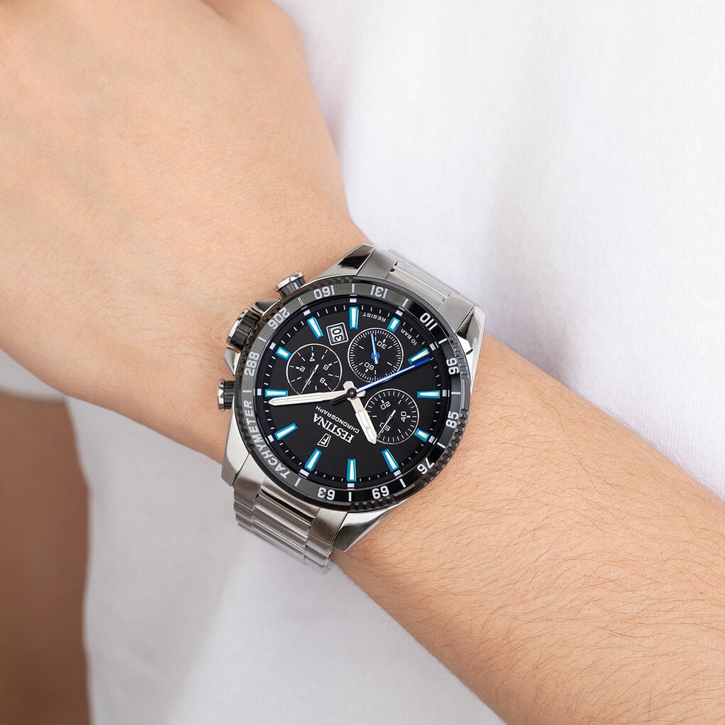 Festina Timeless Chrono Herrenuhr mit Edelstahl Armband - F20560/5
