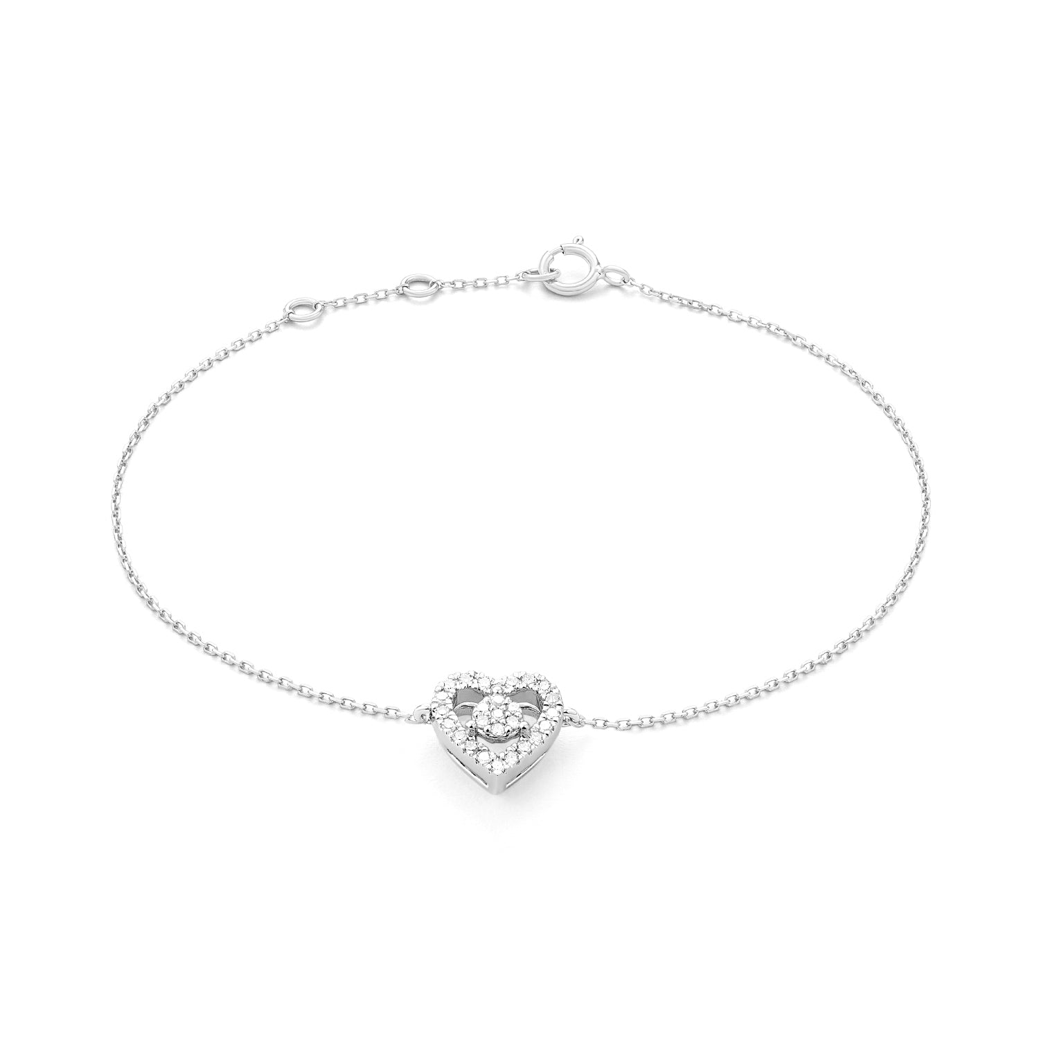 Facet 18 Karat Weissgold Bracelet Herz mit Diamanten - B1180007NWA70