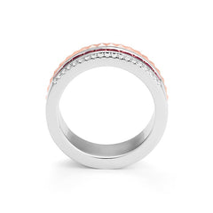 Facet Cnc Ring halbgefasster Memoirering in 750/18 Karat Bicolor mit Rubin