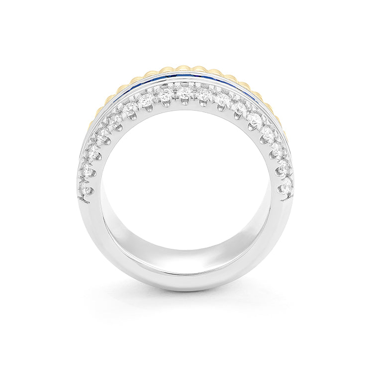 Facet Cnc Ring halbgefasster Memoirering in 750/18 Karat Bicolor