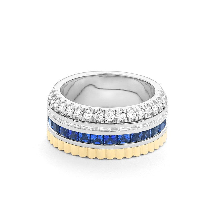 Facet Cnc Ring halbgefasster Memoirering in 750/18 Karat Bicolor