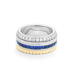 Facet Cnc Ring halbgefasster Memoirering in 750/18 Karat Bicolor