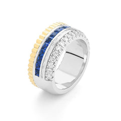 Facet Cnc Ring halbgefasster Memoirering in 750/18 Karat Bicolor