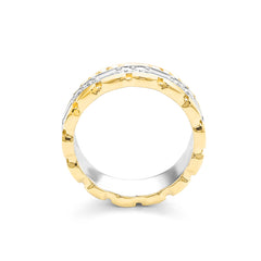 Facet Cnc Ring halbgefasster Memoirering in 750/18 Karat Bicolor mit Diamant