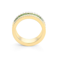 Facet Cnc Ring halbgefasster Memoirering in 750/18 Karat Bicolor mit Tsavorit