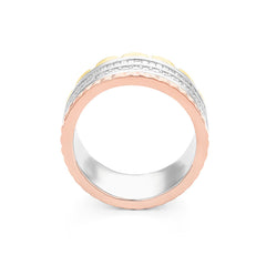Facet Cnc Ring Halbgefasster 18 K Tricolor Memoire Ring mit Baguette