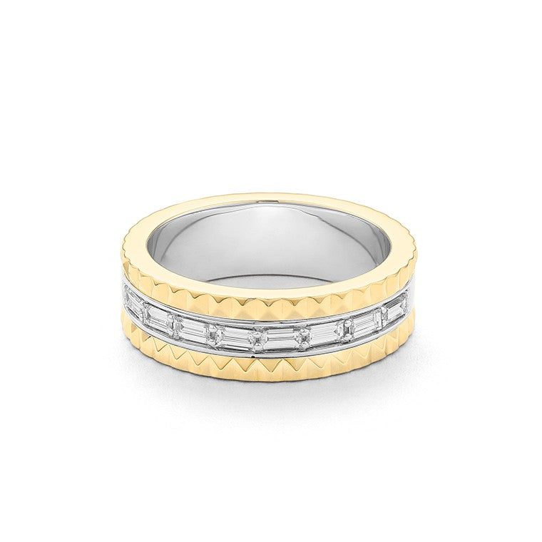 Facet Cnc Ring Memoirering in 750/18 Karat Bicolor Weiss- & Gelbgold