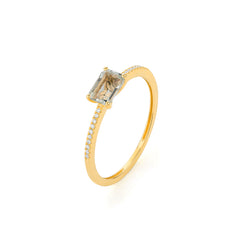 Facet Colors Ring in 18 Karat Gelbgold mit gefassten Diamanten und einem Amethyst - R9107026GYN14