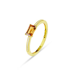 Facet Colors Ring in 18 Karat Gelbgold mit gefassten Diamanten und einem Citrin - R9107026GYN14
