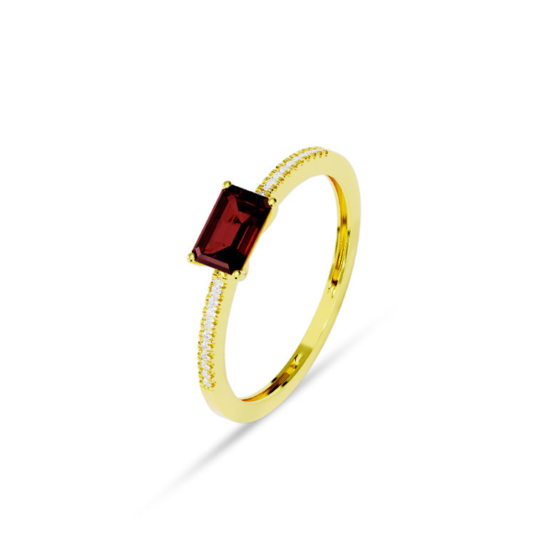 Facet Colors Ring in 18 Karat Gelbgold mit gefassten Diamanten und einem Granat - R9107026GYN14