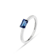 Facet Colors Ring in 18 Karat Weissgold mit gefassten Diamanten und einem Topas - R9107026NWA14