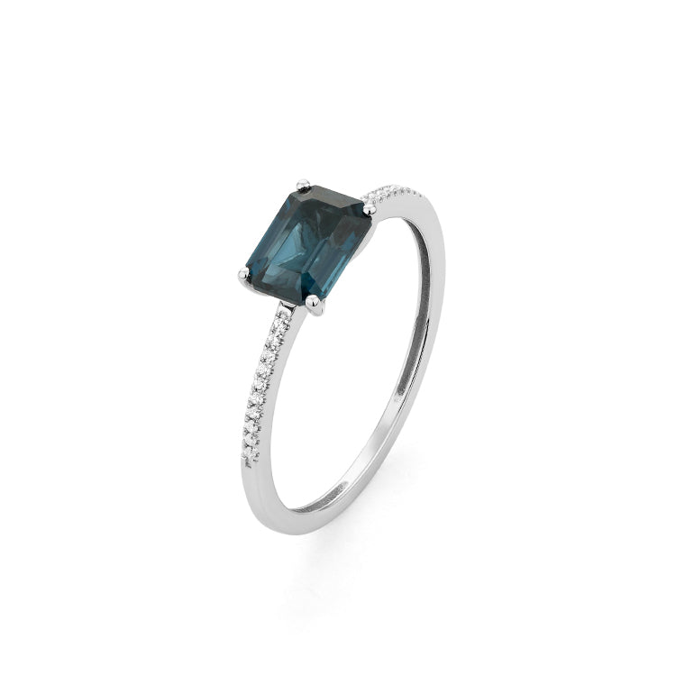 Facet Colors Ring in 18 Karat Weissgold mit gefassten Diamanten und einem Topas - R9107027NWA14
