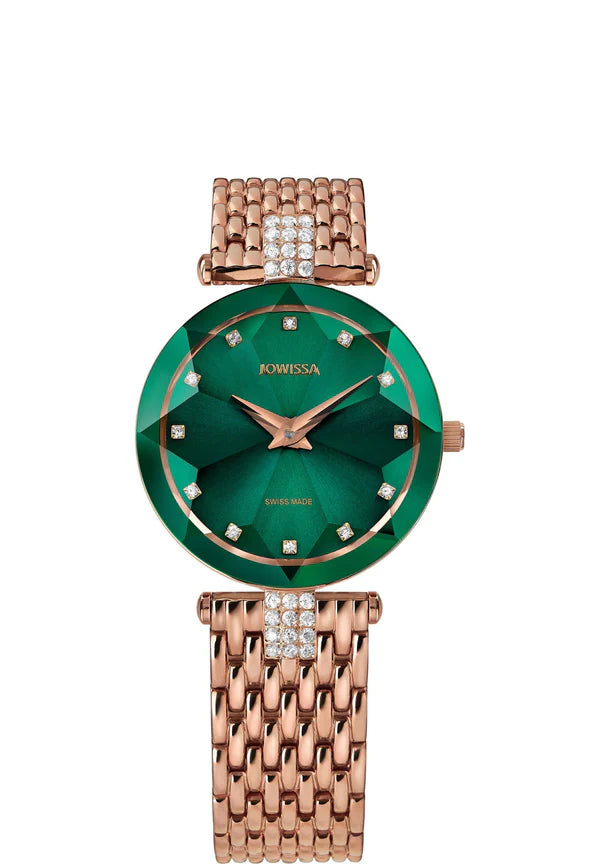 Facet Strass Schweizer Damenuhr - J5.776.M