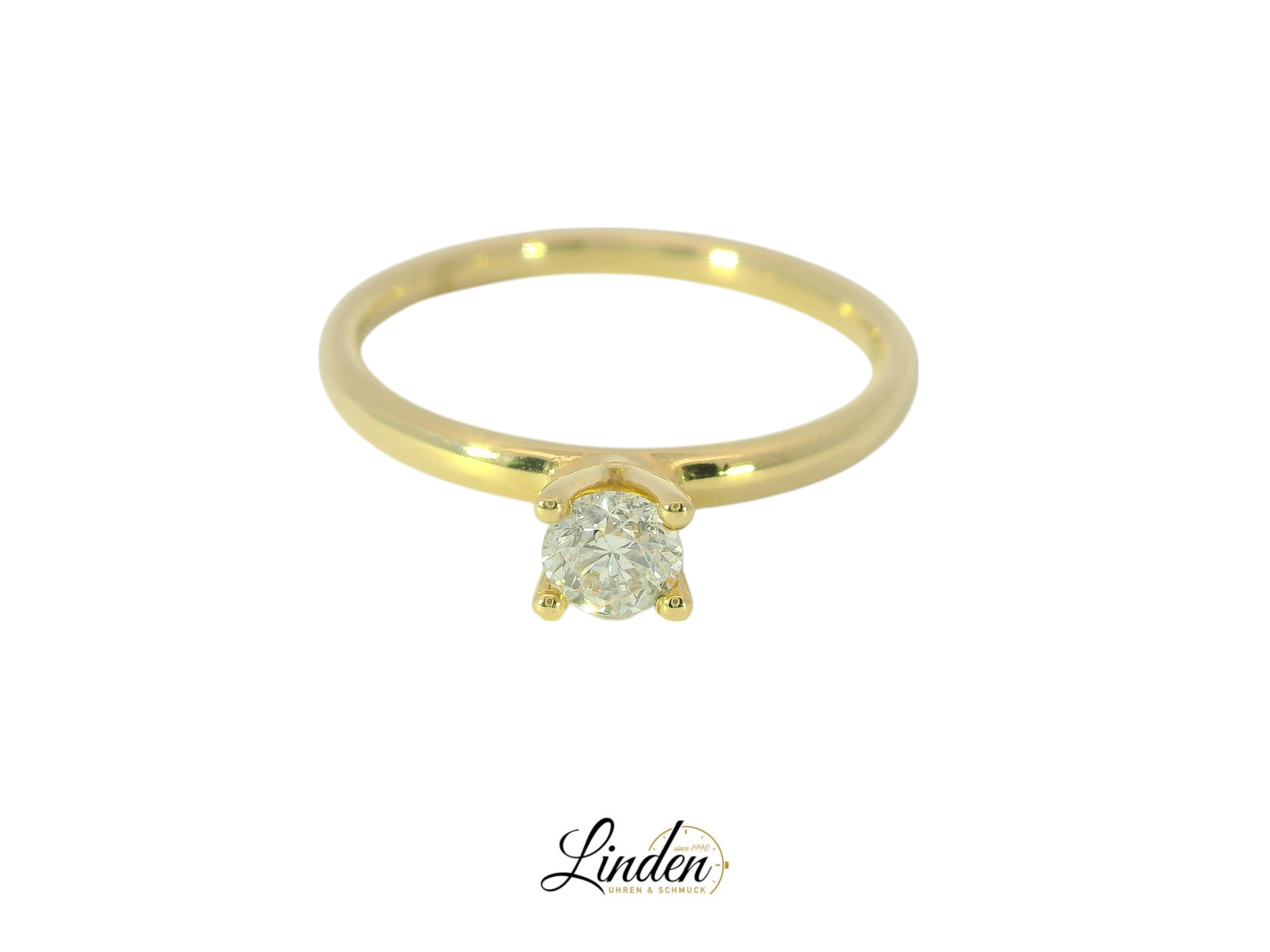 Feiner Damenring aus 18 Karat Gelbgold – mit 0.25ct Brillant - BYZ0004286