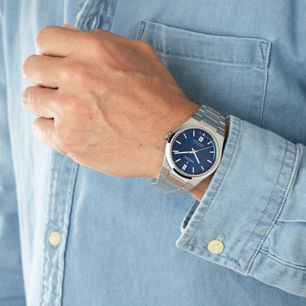 Festina Swiss Made Rivé Herrenuhr mit Blauem Zifferblatt - F20051/4